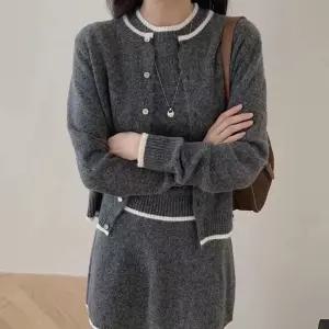 청순가련 포근 반팔니트앤가디건 세트 여성 정장 오피스가다건 단정한 카디건