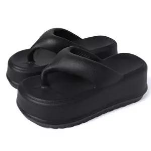 편안한 통굽 비치 슬리퍼 여름 외출용 여성 층간소음 방지 키높이 쪼리추천 한쪼리 여자편한쪼리 쪼리 신발