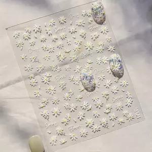 봄꽃 생화 네일 아트 스티커 데이지 디자인