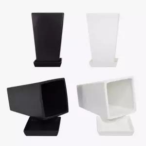 모던레시피 무광 역삼각 타워형 도자기 화분 15x15x25cm분배 인테리어 정원 원예 베란다 심플한 꽃화분 식