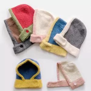 배색 니트 바라클라바바 후드바 크라바 클라바