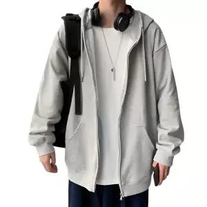 나프커 그레이 기모 오버핏 무지 후드집업 가을 겨울 빅사이즈 루즈 남녀공용 간절기아우터 을자켓 플키 플