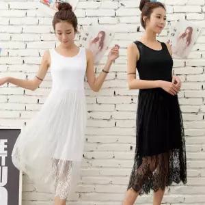 시스루 레이어드 드레스 레이스 민소매 원피스코디 레이어드룩 스커트 나시 나시롱