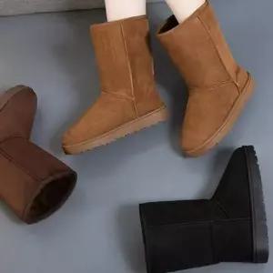 여성 빅사이즈 겨울 기모안감 미들 털부츠 여성레인부츠 기모레인부츠 털부츠 첼시부츠