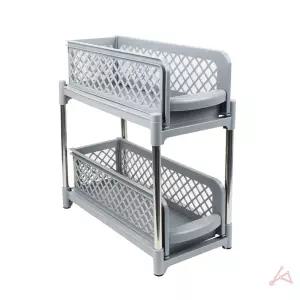 슬라이딩 다용도선반 (그레이) 싱크대수납 유리소스병 정리함 양념정리대 주방정리정돈 씽크대 양념통 정리