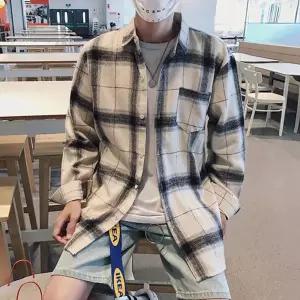 체크 셔츠 남방 남성 루즈핏 긴팔 아우터간절기아우 남자옷 가을 봄셔츠 데일리 캐주얼 빅사이즈 패턴 아이