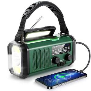 핸드 크랭크 날씨 10000MAH 태양광 라디오 NOAA AM FM 배터리 충전식 비상