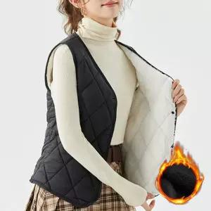 여성 퀼팅 패딩조끼 양털안감 데일리 보온베스트룩 미니멀패션 슬림핏 간절기아우터 따뜻한이너 레이어드