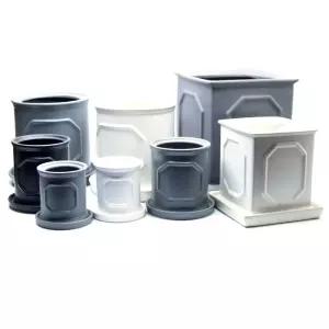 모던 도기 몰딩 화분 R20 20x21cm토기 흙화분 예쁜 수공예 감성 네모 사각 미니