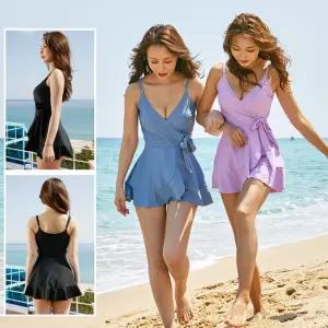 비치웨어 하이 원피스 모노키니02 투피스 수영복 여성 휴양지 예쁜 심플 칼라 이쁜