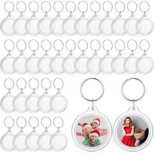 MLEE 150개 사진 삽입 열쇠고리 투명 아크릴 사진 열쇠고리 액자 빈 사진 삽입 열쇠고리