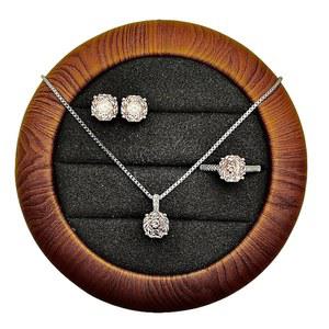 결혼식 파티 무도회 프로포즈 세레모니를 위한 CNLZEC 은도금 컬러풀 모이사나이트 주얼리 세트(목걸이 반지 귀걸이) 신부 신부 들러리 게스트 선물에 이상적입니다