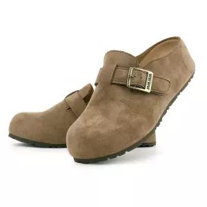 스웨이드 슬리퍼 키높이 경량 쿠션 인솔 넓은발볼 버클 포인트 고무 아웃 사무실화 실내외 넓은슬리퍼 높이