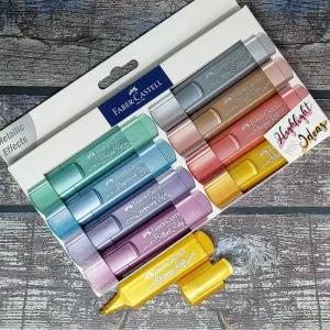 파버카스텔 메탈릭 8색 텍스트라이너 반짝이 형광펜 데코 다이어리 용품 선명한 네온 다꾸 꾸미기