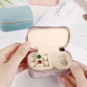 파스텔 벨벳 보석함 여행용 케이스 귀걸이 반지 목걸이 휴대용 보관함