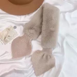 겨울 리본 퍼 퓨어 울 목도리 머플러 여자 쁘띠 밍크목도리 여자목도리 쁘띠목도리