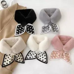 뽀송 도트 페이크퍼 짧은 숏 목도리 니트 쁘띠 머플러 인조퍼 퍼머플러 패딩머플러