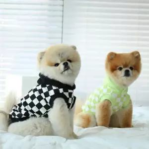 강아지 체크 민소매 (블랙) 데일리 후디 여름 옷 나시애견패션 티셔츠 반려 펫나시