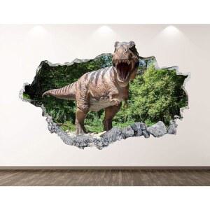 공룡 티라노사우루스 벽 데칼 아트 데코 3D 박살난 동물 스티커 포스터 방 벽화 맞춤 선물 BL174 (70