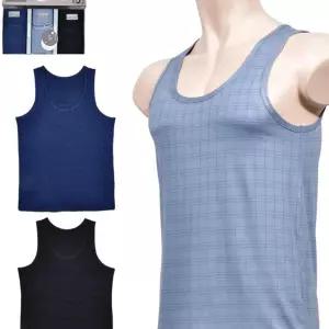 체크 자카드 레이온 스판 리스 런닝 3매입민소매 남성 가드 남성용 셔츠 남런닝