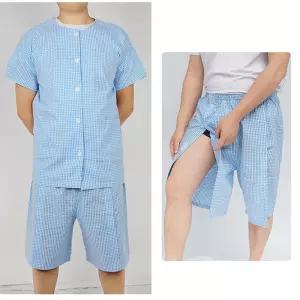 여름 환자복 찍찍이 반팔 하의 유니품 요양복 병원복노인용 복지용 간병용 검진복 진가운 바지 트임 입원복