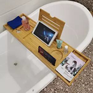 우드 욕조 테이블 태블릿 선반 목욕 독서대 트레이