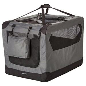 아마존 베이직 접이식 휴대용 상자 도그 소프트 21 인치 30 패드 캐리어 플리스 그레이