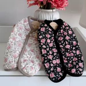 코코아허니 A18꽃누빔패딩조끼기모티셔츠 겨울강아지옷 반려견 겨울 애용의류 애완 동물