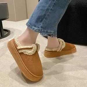 여성 데일리 슈즈 따뜻한 털 슬리퍼 편한 단체 여행 통굽털슬리퍼 캐주얼신발