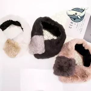 겨울 동글털 목도리 퍼머플러 여성 방한 아이템 겨울 배색 털목도리 퍼목도리 방한용품