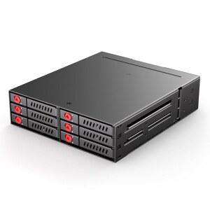 SATA HDD SSD 핫 스왑 케이지 5.25 u201D 인클로저용 6 베이 하드 드라이브 도크 콜링 팬이 있는 스테이션