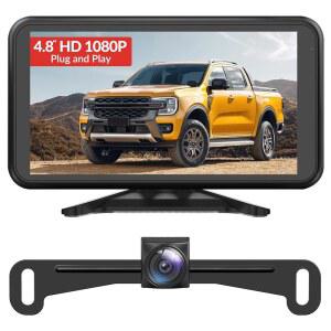 트럭 플러그 앤 플레이를 위한 오토복스 백업 카메라 4.8인치 1080P 안정적인 신호 투명 야간 투시 후방 시스템 IP69K 방수 3배 줌 자동차 SUV 픽업 밴용