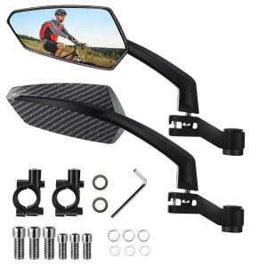 헤스티야 1쌍 핸들바 자전거 거울 360 회전 및 조절 가능한 범용 장착 후방 유리 렌즈 안전한 액세서리 스쿠터, 전기 자전거, 산악 도로 자전거용