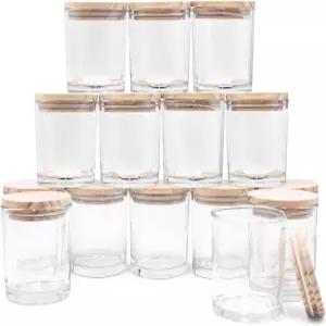 양초 제작용 8온스 두께의 병 15개 나무 뚜껑이 있는 빈 용기