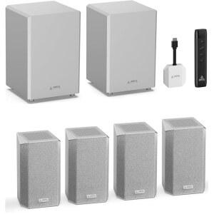 AWOL Vision ThunderBeat 4.2.2 올 와이어리스 홈 시어터 사운드 시스템, 듀얼 120W 서브우퍼 및 업사이드 파이어링 스피커 포함 서라운드 돌비 애트모스 DTS 지원