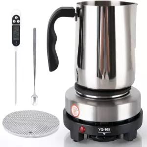 9th SHOP 양초 제조 키트 용품에는 전기 스토브 핫 플레이트 900ml 주입 냄비 교반 스푼 및 온도계가