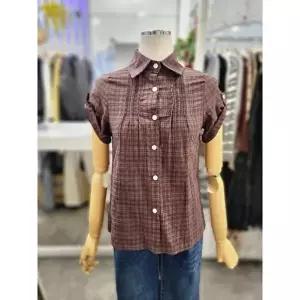 [셀러허브 1]밸리걸 세이브존01 체크 롤업 반팔 코튼 셔츠 622520 (48787819)