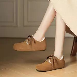 여친 캐주얼 가을 플랫 가죽 스트랩 낮은 단화 슈즈 키높이 라운드 리얼 CH3