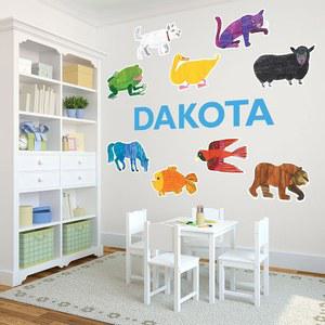 올리버 라벨 룸 데코를 위한 프리미엄 개인 맞춤형 벽 장식 - 필 앤 스틱 탈착식 (브라운 베어