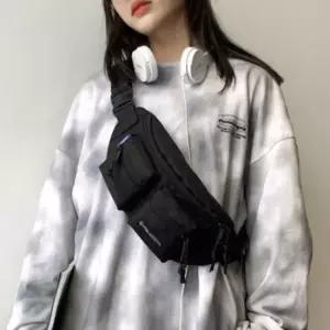 바이크 사이클 스트릿패션 전면 투포켓 힙색 가방 허리가방 미니힙색 가죽힙색