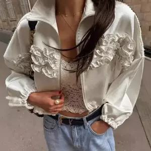 여친 봄 지퍼 점퍼 셔링 코트 스트링 OP1