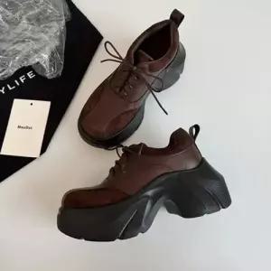 여성 하이힐 신발 킬힐 웨지 통굽송화 배색 단화 키높이 구두 KS5