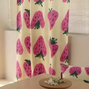 핑크 딸기 가림막 가리개 공간분리 바란스 100150 손그림 암막 선반