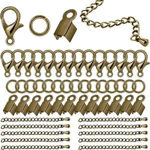 250개의 오픈 점프 링 커넥터 250개를 포함한 580개의 보석 제작 액세서리 세트 코드 엔드 캡 50개의