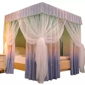 사각 난방텐트 방한텐트 암막 보온 수면 침대 텐트 블루 싱글퀸