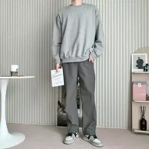 남성 기모 와이드 크런치 팬츠 캐주얼 일자 밴딩 바지 (WFH7E5O)