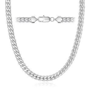 남성용 실버 체인 실버 남성용 체인 목걸이 316L 스테인리스 스틸 14K 화이트 골드 / 14K 골드 충전 남성용 골드 / 실버 체인 목걸이용 DFUNH 7MM 쿠바 링크 체인