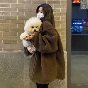 여성용 램스울 빅사이즈 도톰 코트 상의 모피 KS1