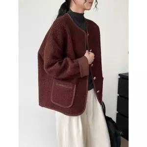 여사친 모피 코트 털가죽 일체형 램스울 트렌치 KS1