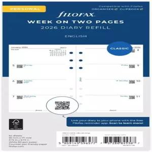 필로팍스 캘린더 다이어리 리필 /콤팩트 사이즈 보기 백서 무제한 영어 2026년 (C684226)